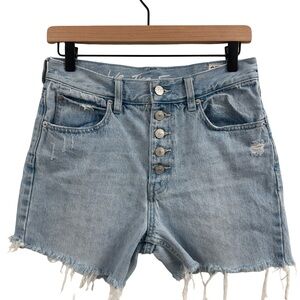 Free People Faded Blue Button-Fly Jean Shorts